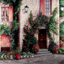 Схема вышивки «Домик в цветах»