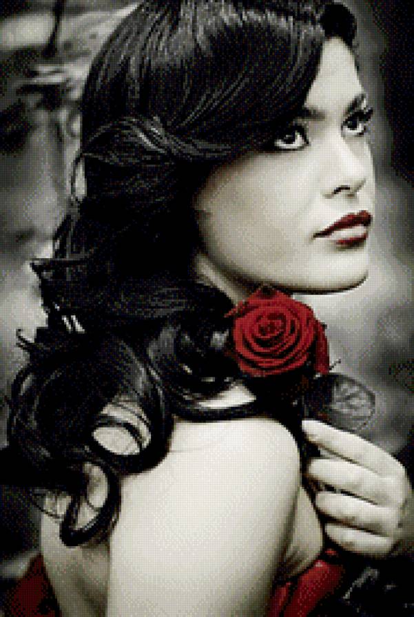 Девушка с розой - девушка, красавица, дама - предпросмотр