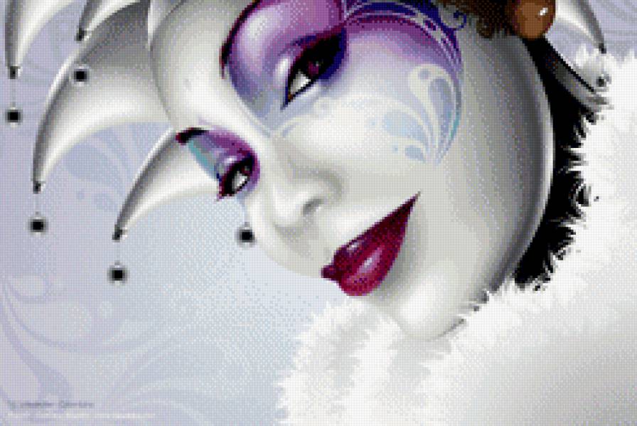 Коломбина - маскарад, девушка, фэнтези - предпросмотр