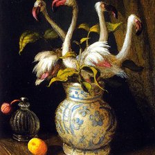 Схема вышивки «Михаель Сова. Розовые фламинго»