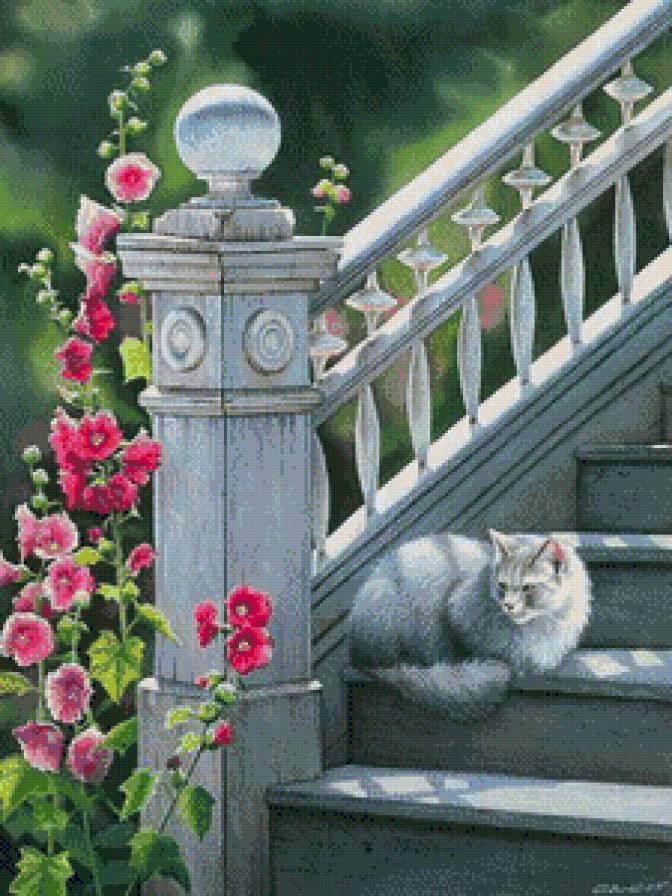 на ступеньках - котики - предпросмотр