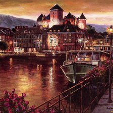 Схема вышивки «Ночной Анси. Франция»