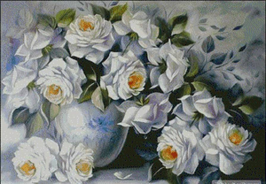 белые розы - букет - предпросмотр