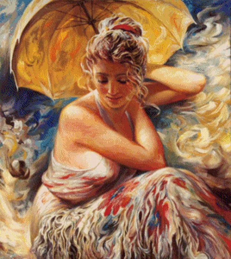 Девушка с зонтом - лето, девушка - предпросмотр