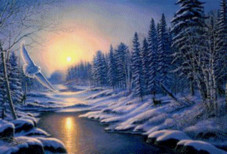 Полет над зимней речкой - предпросмотр