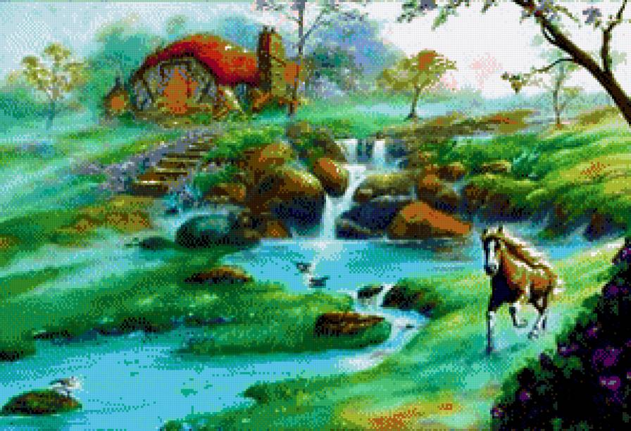 Конь у реки - предпросмотр