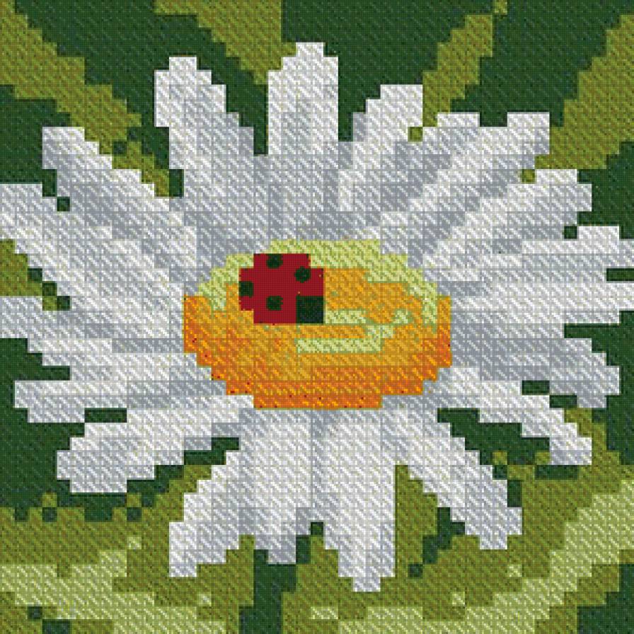 ромашка с букашкой - подушка, букашка, ромашка - предпросмотр