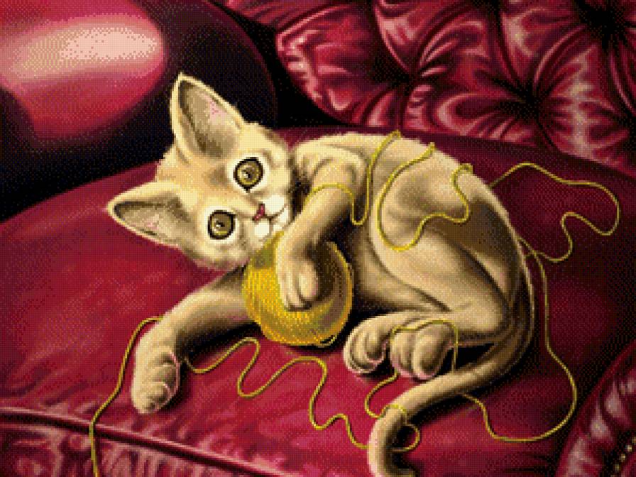 котя  с клубком - предпросмотр