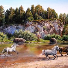 Схема вышивки «Кони»