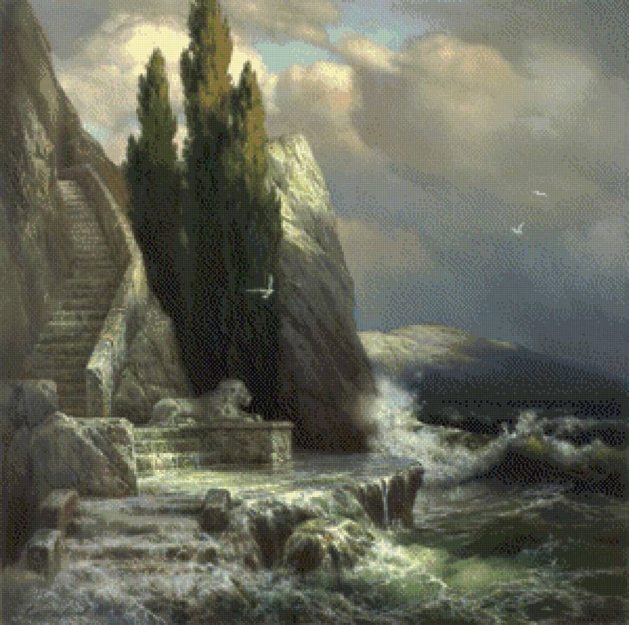 михаил сатаров 24 шторм - михаил сатаров, пейзаж, море, шторм, картина, причал - предпросмотр