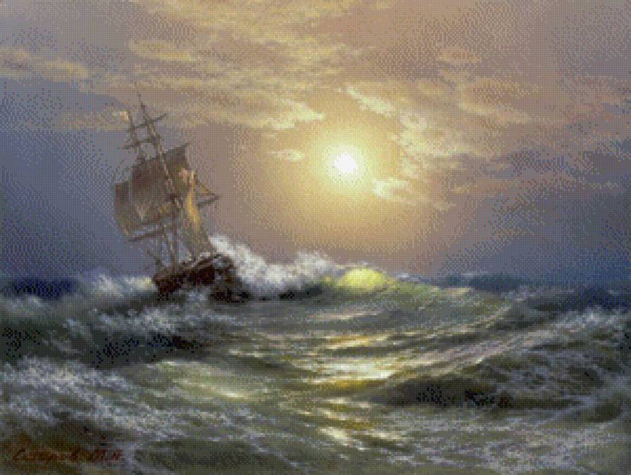 михаил сатаров 26 шторм на море - бригантина, море.шторм, корабль, пейзаж, михаил сатаров, парусник - предпросмотр