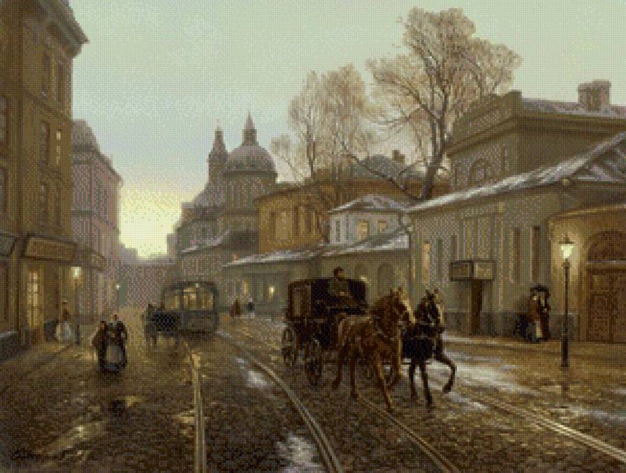 михаил сатаров 27 провинциальный городок - город, михаил сатаров, кони, бричка, карета - предпросмотр