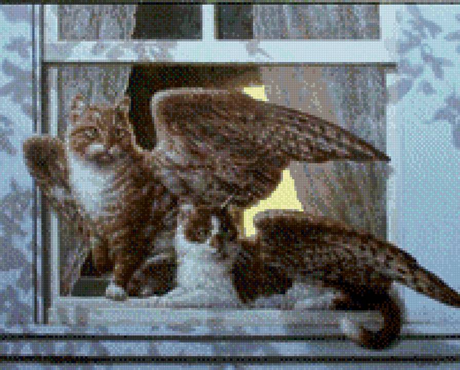 ...И приучу я летучую кошку к нам прилетать вечерком! - кошки, сказка, волшебство, летучие кошки, фэнтези - предпросмотр