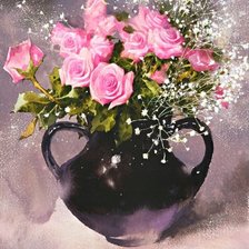 Схема вышивки «розы в кувшине»