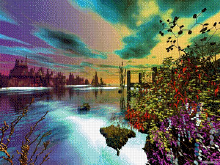 фантастический пейзаж - картины, картина, пейзаж - предпросмотр