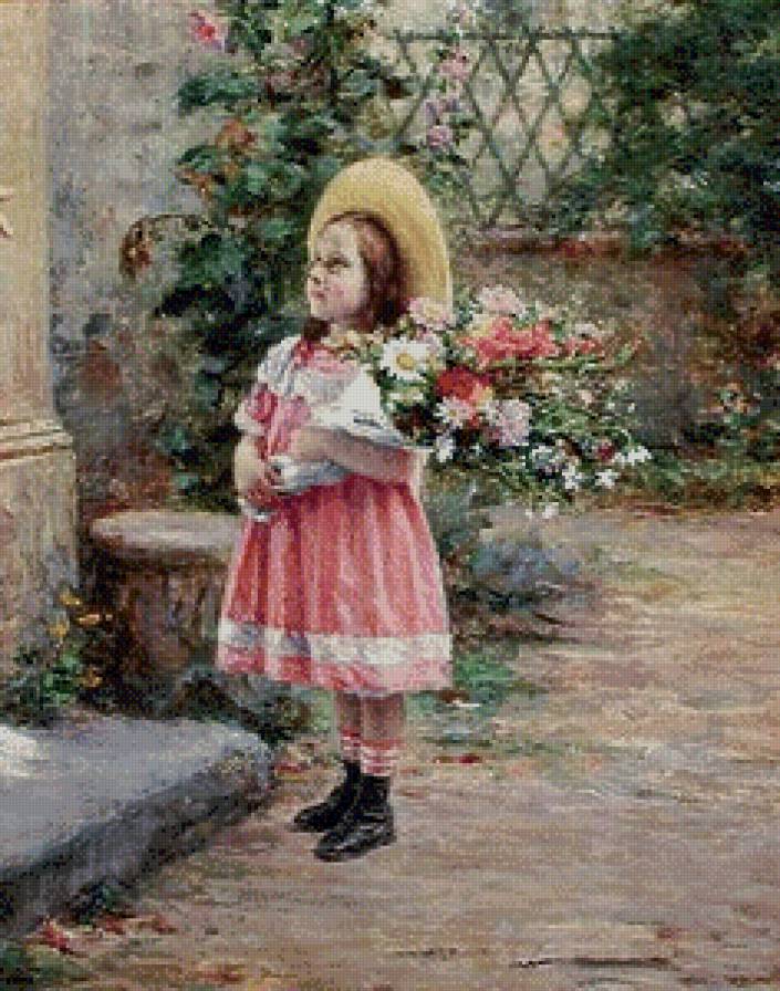 девочка - девочка, цветы - предпросмотр