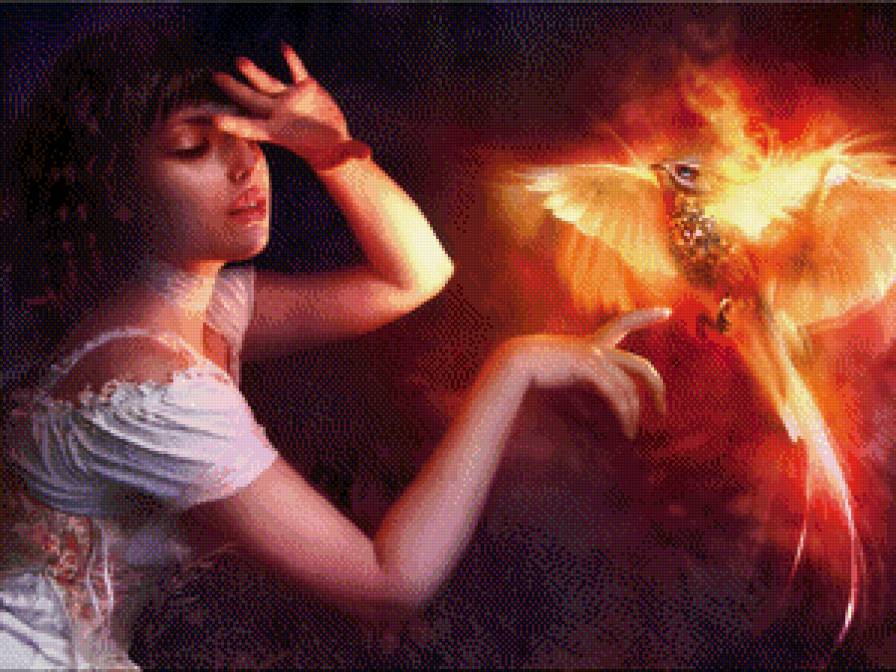 Жар-птица - девушка, красавица, фэнтези, жар-птица - предпросмотр