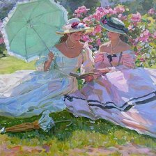 Схема вышивки «Девушки и книга»