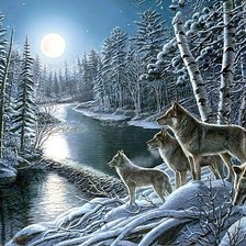 Схема вышивки «Волки»