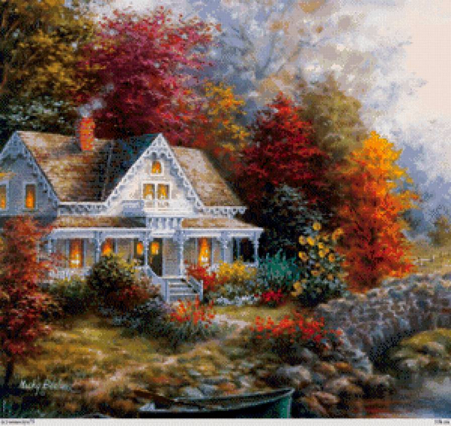 ники боэм 6 домики - цветы, пейзаж, домик, садик, ники боэм, лето - предпросмотр