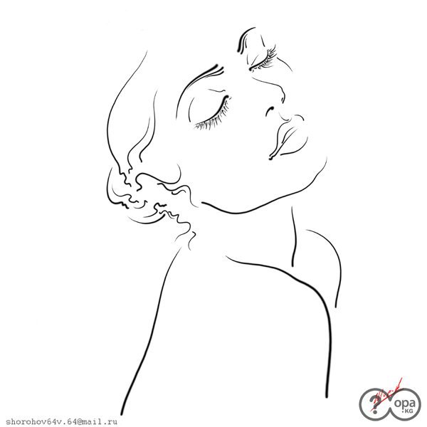 Девушка - контурная, красавица, монохром, девушка - оригинал