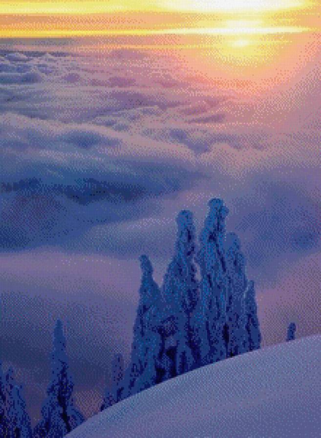 Легкость - рассвет, облака, солнце, снег - предпросмотр