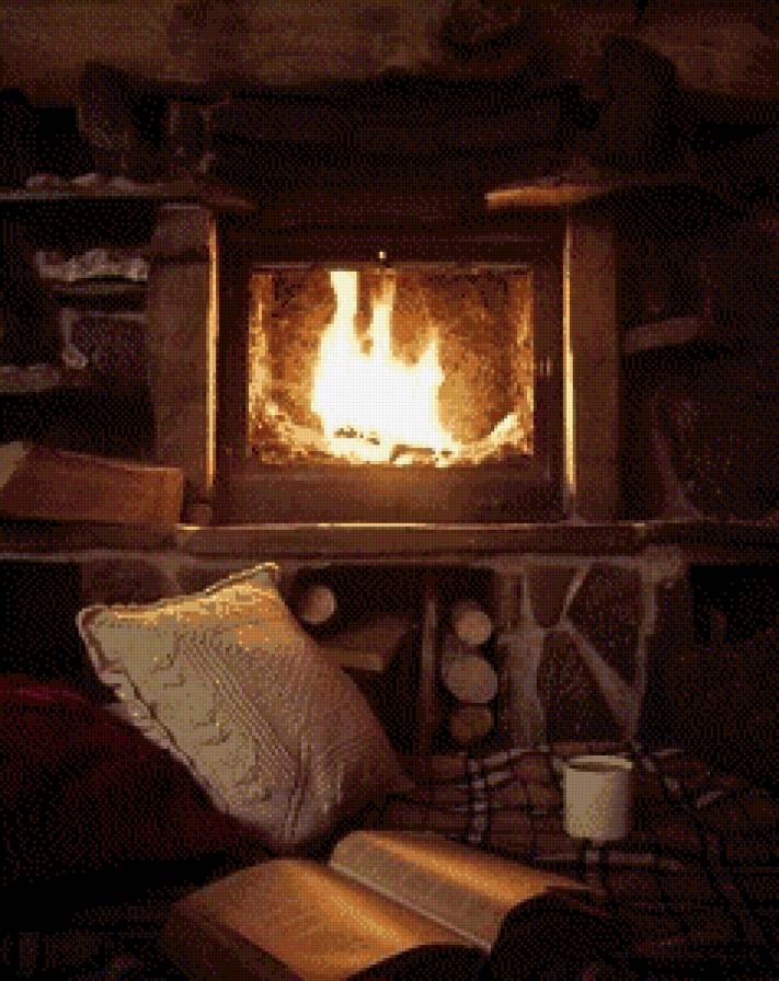 Огонек - книга, дом, огонь, камин - предпросмотр