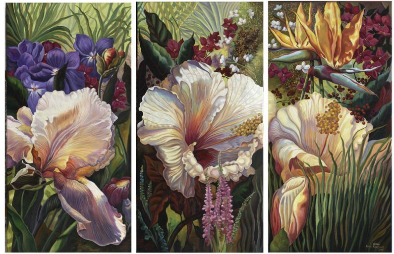 цветы - полиптих, цветы, триптих - оригинал