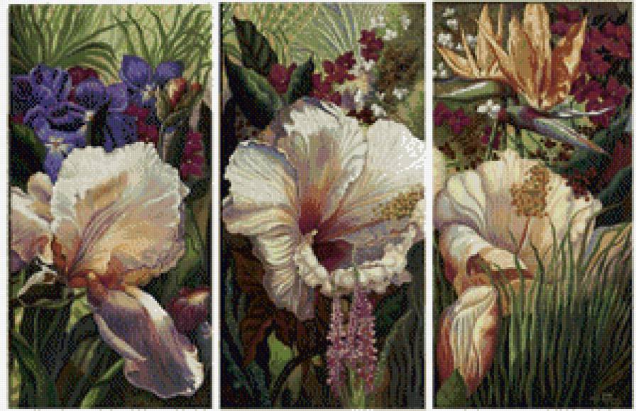 цветы - триптих, полиптих, цветы - предпросмотр