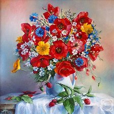 Схема вышивки «Маки и земляника»