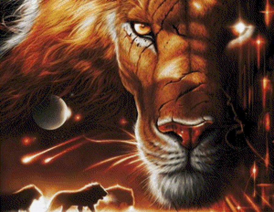 король-лев - львы, лев, луна, ночь, воин, хищник - предпросмотр