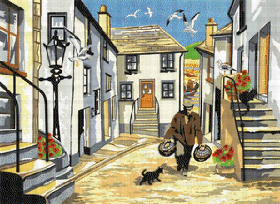 Рыбацкая деревня - лето, улица, дома - предпросмотр