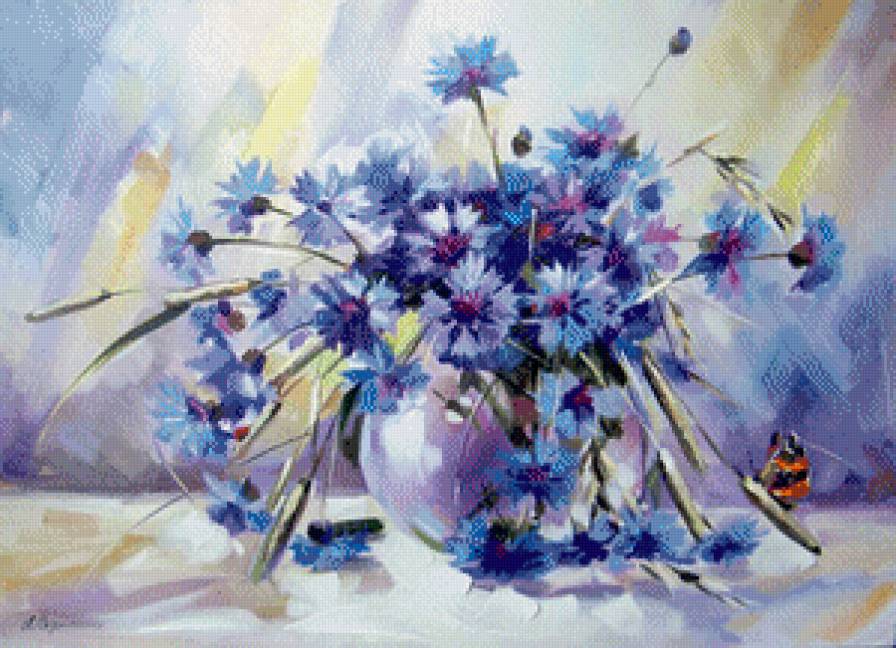 васильки - цветы, букет, ваза - предпросмотр