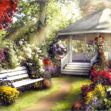 Схема вышивки «беседка в цветах»