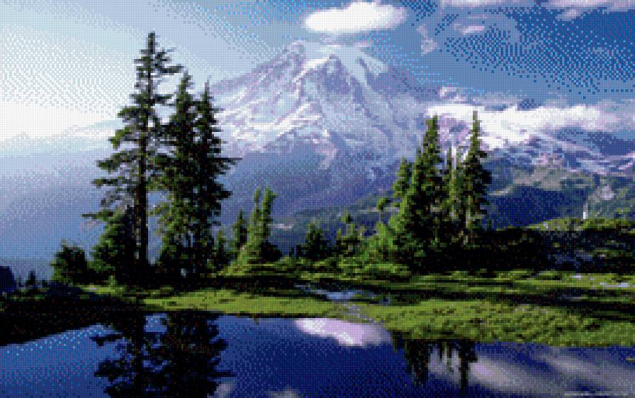 Горы, лес, озеро - озеро, лес, горы - предпросмотр