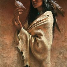 Схема вышивки «Девушка с птицей»