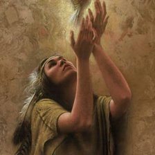 Схема вышивки «Индианка с голубем»