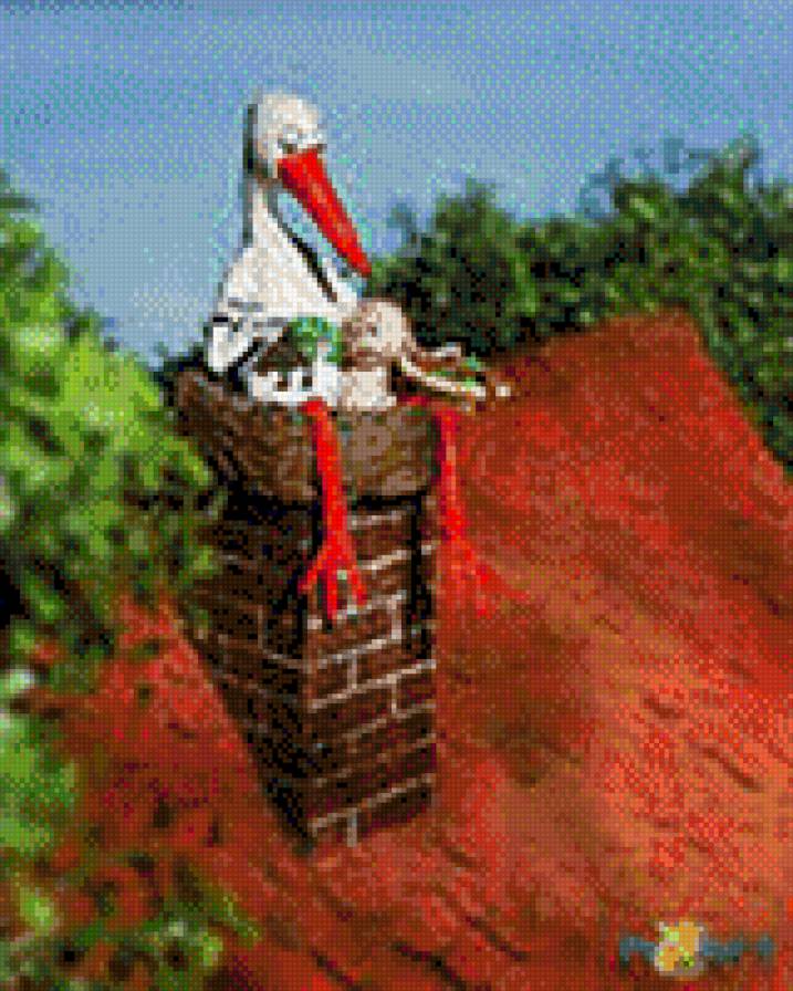 в гнезде аиста - аист, детки - предпросмотр