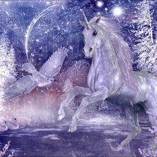 Схема вышивки «единорог и лебеди»