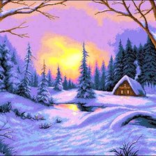 Схема вышивки «зимний вечер»