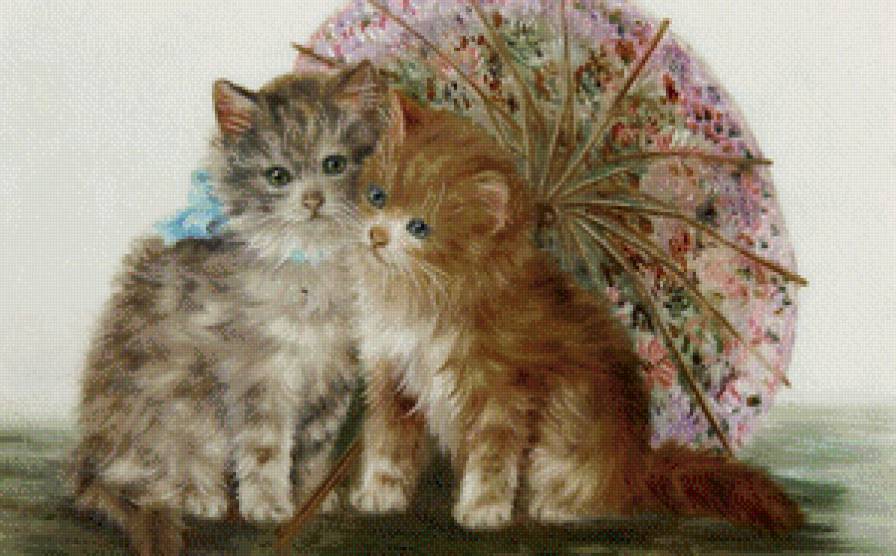 Котята - котята, зонтик - предпросмотр