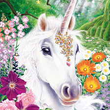 Схема вышивки «единорог в цветах»