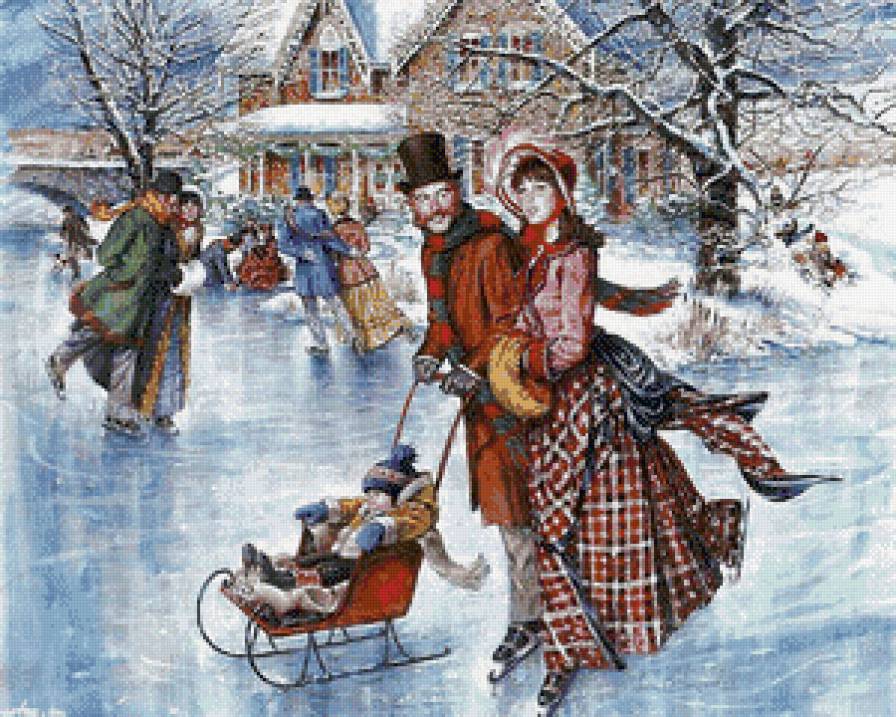 ники боэм 19 на катке - праздник, ники боэм, каток, зима, санки, дом, рождество - предпросмотр