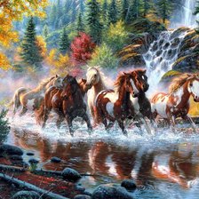 Схема вышивки «дикие лошади»