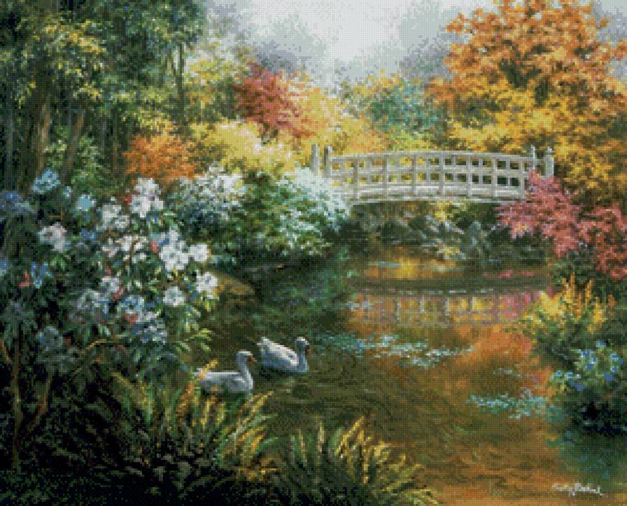 ники боэм 25 в осеннем парке - лето, садик, домик, осень, цветы, пейзаж, ники боэм - предпросмотр