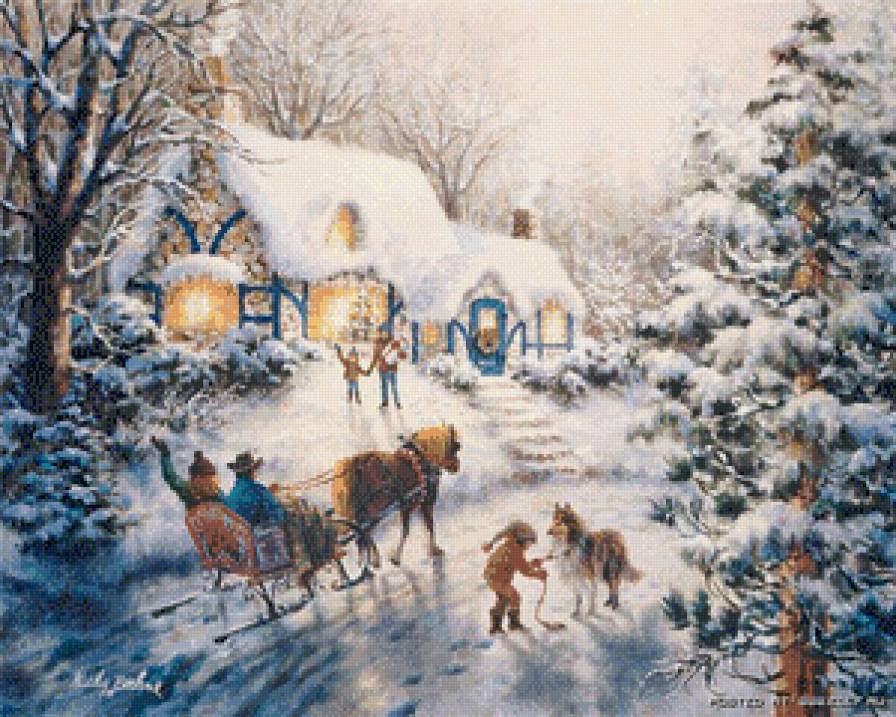 ники боэм 32 встреча - снег, мостик, елка, городок, зима, рождество, ники боэм - предпросмотр