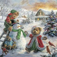 Схема вышивки «ники боэм 40 снеговик и медвежата»