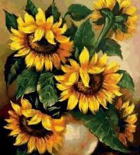 Схема вышивки «Подсолнухи в вазе»