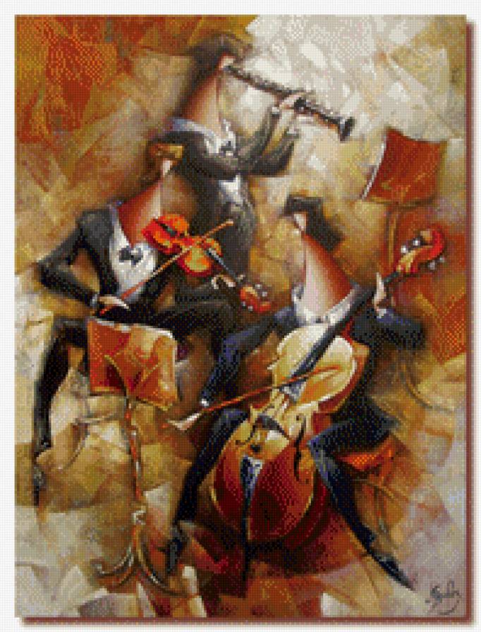 Музыканты - художник, nathan brutsky, картина - предпросмотр