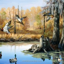 Схема вышивки «Утки и еноты»